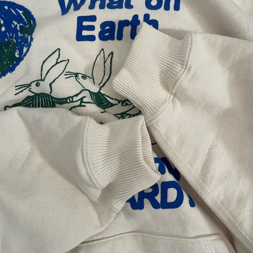 Free People Cream Hoodie with Blue Graphic - Picture 4 of 8